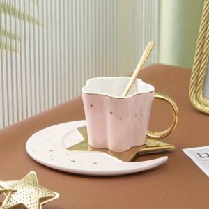 فنجان و نعلبکی قهوه طرح ستاره و ماه