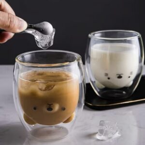 ماگ دوجداره بامزه با طرح خرس کارتونی،