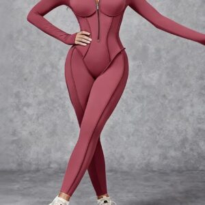 سرهمی(جامپ سویت)ورزشی زنانه با کشسانی بالا – نیم‌زیپ