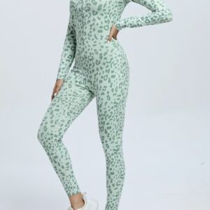 سرهمی (جامپ سویت)کشسان زنانه با چاپ پلنگی – زیپ‌دار