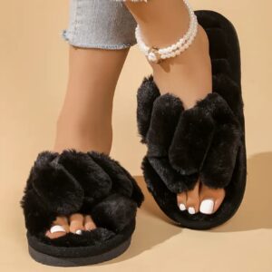 صندل زنانه با بندهای پشمی |رویه پارچه‌ای نرم با زیره EVA