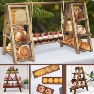 پایه کیک چوبی | سینی دسر رومیزی از چوب برای کاپ‌کیک و شیرینی‌ها