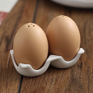 ست ۲ عددی نمکدان و فلفلدان سرامیکی فانتزی به شکل تخم‌مرغ