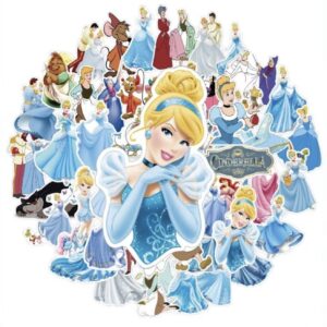 ست ۵۰ عدد استیکر سیندرلا، برچسب‌های چسب‌دار پلمپ