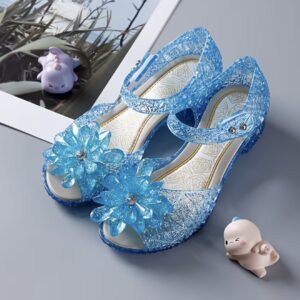 کفش پاشنه‌دار دخترانه مخصوص جشن تولد – کفش ژله‌ای طرح پرنسسی، ایده‌آل برای لباس‌های فانتزی و لباس ملکه برفی