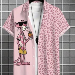 پیراهن کژوال پلنگ صورتی