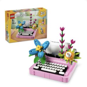 لگو اسباب‌بازی ۳ در ۱ ماشین تحریر با گل‌ها قابلیت تبدیل به مدل کیتار یا گلدان با جای قلم و دفترچه