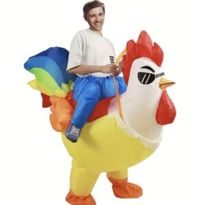 لباس بادی خروس سفید با دم رنگارنگ