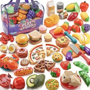 ست غذای آشپزخانه کودک – شامل ۷۸ تکه اسباب‌بازی غذای برشی به‌همراه کیف نگهداری