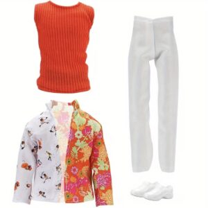 ست عروسک مردانه ۱/۶ برای DIY لباس‌پوشیدن شامل کت جین پرنس، تی‌شرت بلند و لوازم تزئینی لباس