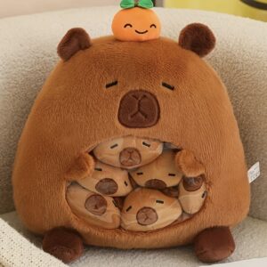 بالش پولیشی بزرگ کیوت کاپیبارا به شکل کیسه تنقلات شامل مدل کوسه و کاپیبارای نرم، قابل استفاده به عنوان بالش و کوسن قابل بغل کردن