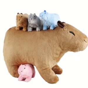 ست عروسک های پولیشی کاپیبارا با ۴ عروسک کوچک شبیه‌سازی‌شده