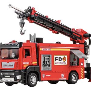 اسباب‌بازی شبیه‌سازی‌شده سه‌کاره کامیون آتش‌نشانی با کابین فلزی، قابلیت بالابری، یدک‌کشی و پاشیدن آب، مجهز به چراغ و موزیک