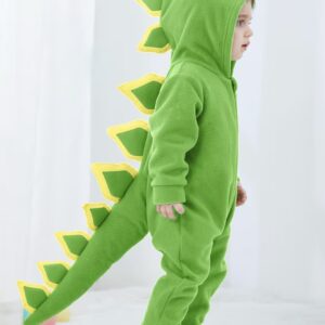 لباس یکسره (وانزی) بچه‌گانه دایناسور با کلاه و دم سه‌بعدی – رامپر نرم