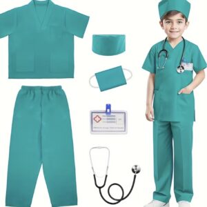 کاستوم لباس پزشک برای کودکان، ست نقش‌آفرینی پزشکی با گوشی طبی واقعی