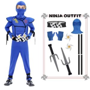 کاستوم لباس نینجا، رامپر آبی همراه با لوازم پلاستیکی و فومی