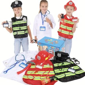 کاستوم ست کامل چند تکه لباس شامل لباس پزشک، پلیس و آتش‌نشان همراه با لوازم جانبی