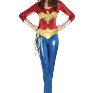 لباس زن شگفت‌انگیز (Wonder Woman) لباس یکسره ،کمربند، سربند، دست‌بندهای بازو