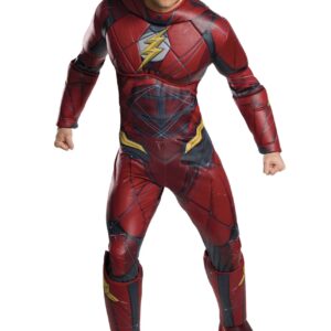 ست کامل لباس فلش شامل رومپر با زره فومی، دست‌بند و رویه کفش سه‌بعدی متصل، همراه ماسک، مناسب کازپلی