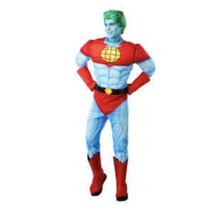 ست کامل لباس Captain Planet شامل رامپر بالشتک‌دار، رویه کفش و دستکش