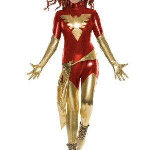 ‎ست کامل لباس Dark Phoenix شامل رامپر با شال متصل و دستکش