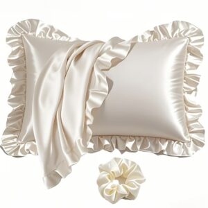 ست روبالشی دو تکه: ۱ عدد روبالشی ساتن چین‌دار (با جیب پاکتی، بدون بالش) + ۱ عدد کش مو، هم‌رنگ