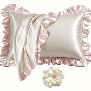 ست روبالشی دو تکه: ۱ عدد روبالشی ساتن چین‌دار (با جیب پاکتی، بدون بالش) + ۱ عدد کش مو، هم‌رنگ