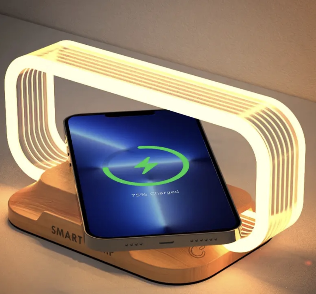 شارژر بیسیم سریع ۱۵ وات با چراغ هوشمند رومیزی