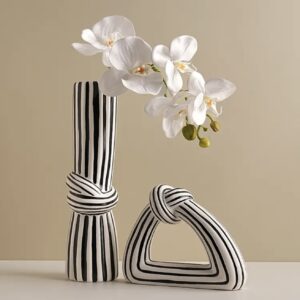 ست گلدان سرامیکی شیک با طرح راه‌راه و گره