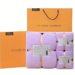 ست ۳ عددی حوله حمام میکروفایبر  جنس ۱۰۰٪ پلی‌استر