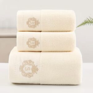 ست ۳ عددی حوله پنبه‌ای خالص با طرح تاج