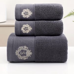 ست ۳ عددی حوله پنبه‌ای خالص با طرح تاج