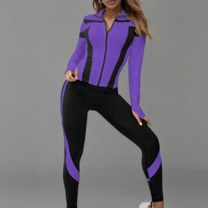 ست ژاکت ورزشی و شلوار تنگ زنانه