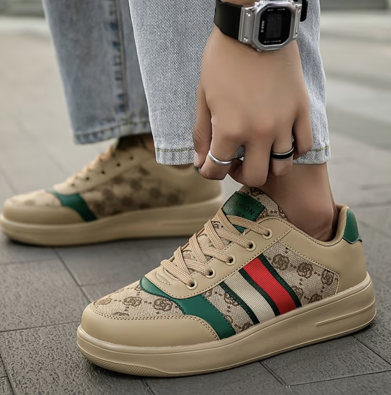 کفشهای اسکیت رنگبلاک ترندی با زیره ضخیم