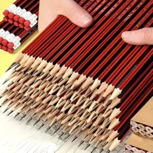 ست ۲۴ عدد مداد HB چوبی با پاک‌کن مناسب برای نوشتن، طراحی دانش‌آموزی، اسکیس و نقاشی