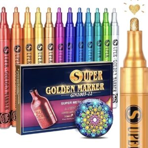 ماژیک فلزی طلایی، ۱۲ رنگ قلم براق متالیک، ماژیک آکریلیک