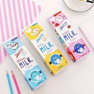 جامدادی به شکل بطری شیر، کیف قلم کارتونی خلاقانه، ضدآب، ساخته‌شده از چرم PU