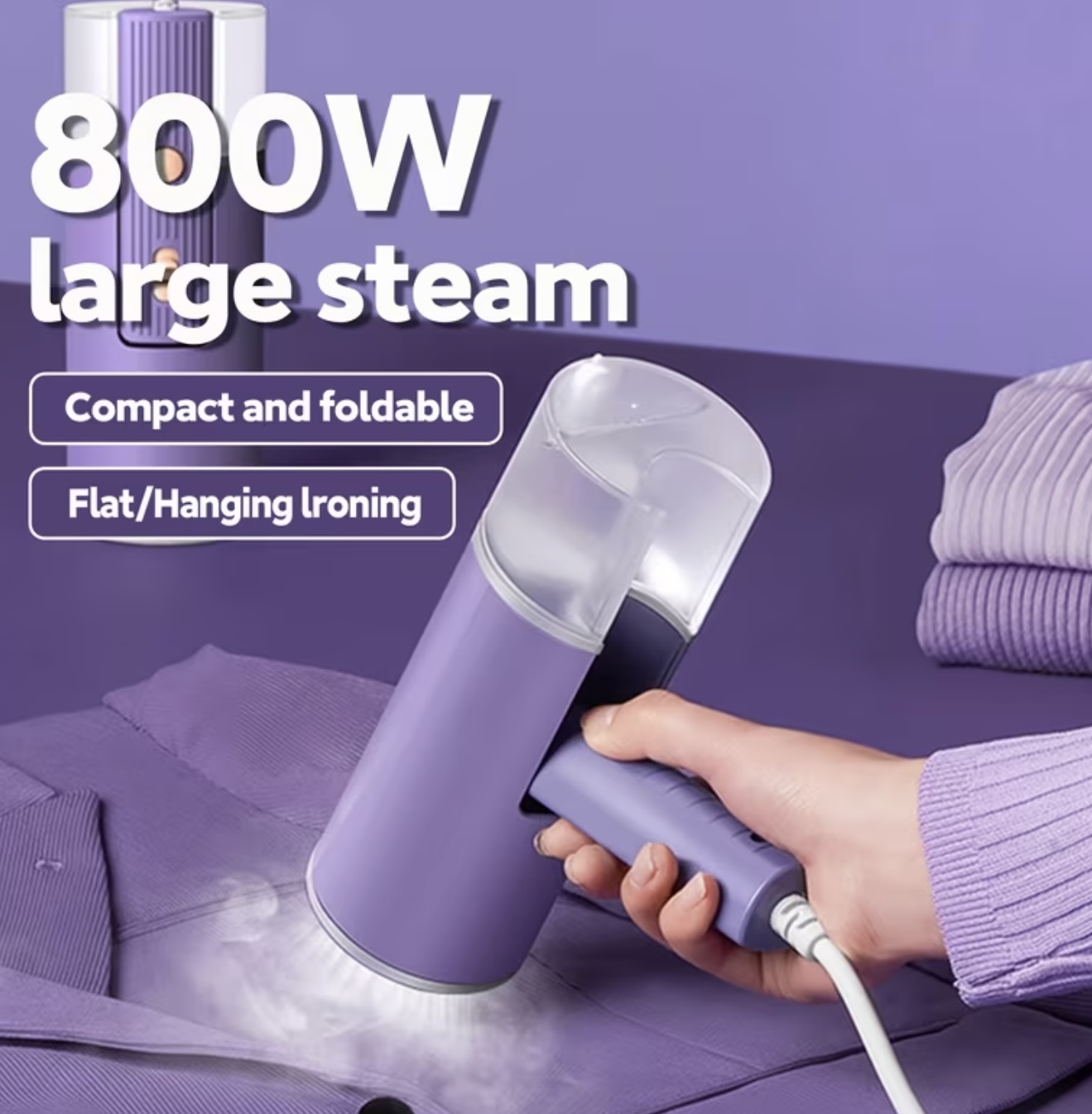 بخارشوی دستی لباس، از بین برنده سریع چروک با بخار قدرتمند و پر فشار، اتوکشی با دمای بالا