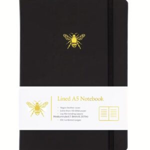 دفترچه۲۰۰ برگ خط‌دار A5  دارای جلد چرمی وگان