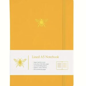 دفترچه۲۰۰ برگ خط‌دار A5  دارای جلد چرمی وگان