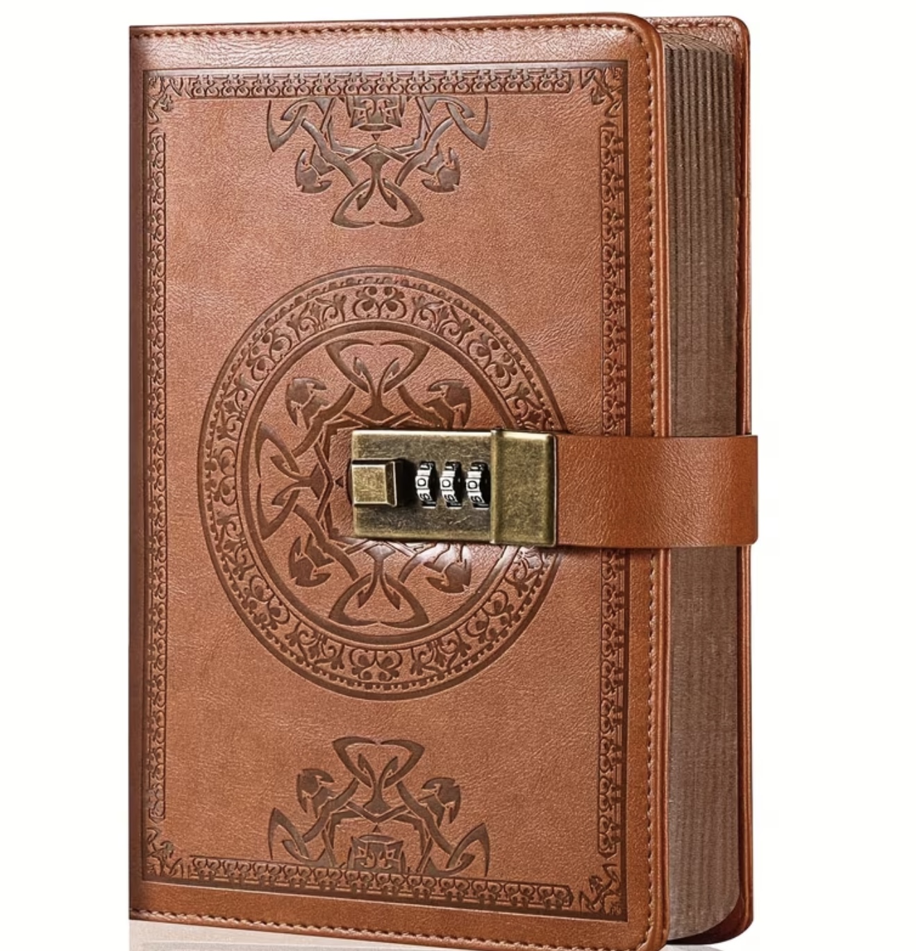 دفتر A5 قابل پر کردن مجدد، ۲۴۰ صفحه خطدار افقی با قابلیت قفل شدن صفحات.