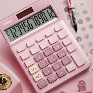 ماشین‌حساب رومیزی با رنگ‌بندی وینتیج،۱۲ رقمی با منبع تغذیه دوگانه