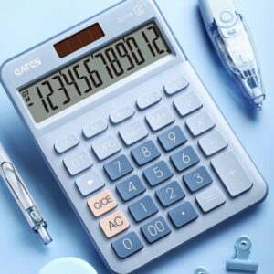 ماشین‌حساب رومیزی با رنگ‌بندی وینتیج،۱۲ رقمی با منبع تغذیه دوگانه