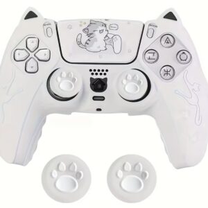 مخصوص Sony PS5 کاور کنترلر سازگار با کنسول PS5، دارای کاور نرم، ضد لغزش و ضد تعریق برای جوی‌استیک و تاچ‌پد.