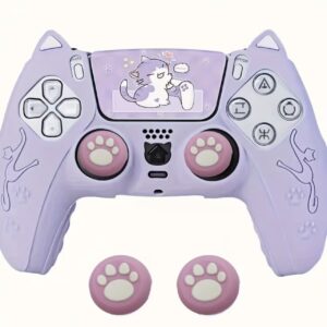 مخصوص Sony PS5 کاور کنترلر سازگار با کنسول PS5، دارای کاور نرم، ضد لغزش و ضد تعریق برای جوی‌استیک و تاچ‌پد.