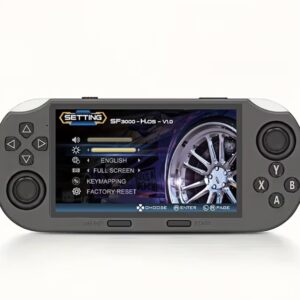 کنسول بازی دستی SF3000 دارای صفحه‌نمایش IPS و طراحی رترو، مناسب برای بازی‌های ویدیویی.