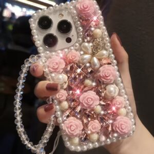 قاب شیشه‌ای لوکس و مدرن با قاب مرواریدی و گل کریستالی