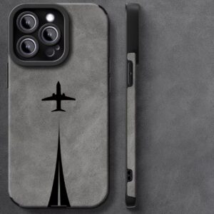 قاب گوشی خلاقانه با طرح مسیر هواپیما، ساخته شده از چرم مصنوعی مات لوکس