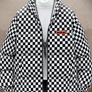 کت مردانه روزمره با یقه ایستاده و چندین زیپ