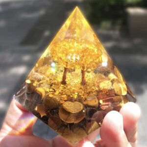 هرم کریستال طبیعی سیترین و چشم ببر